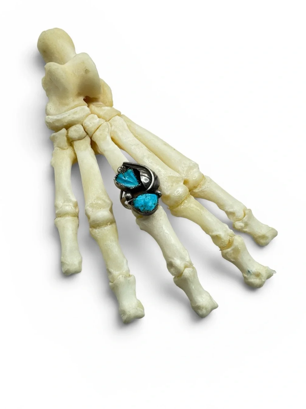 Vintage Sterling Silver Zuni Nelson Eustace Cochiti Turquoise Fetish Ring 6